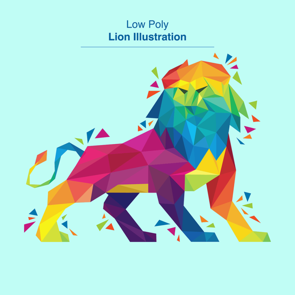 Animales vertebrados en peligro de extincion invertebrados herbívoros adivinanzas de imagenes de Colorful Low Poly Lion Illustration25