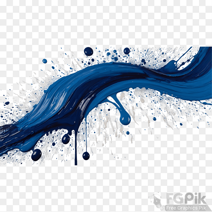 Abstract Blue Ink Splash with Dynamic Motion on Clean White Background