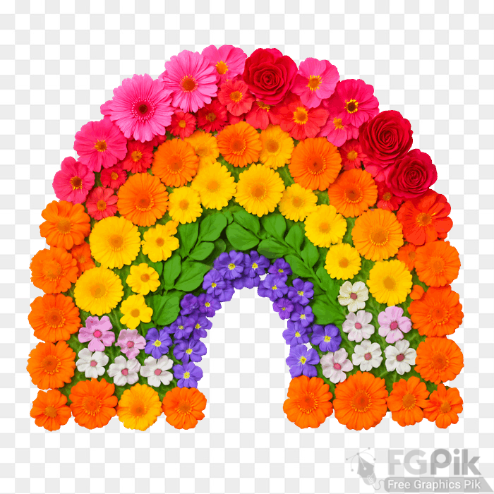 Colorful flower font number 1