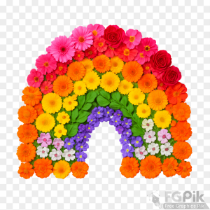 Colorful flower font number 1