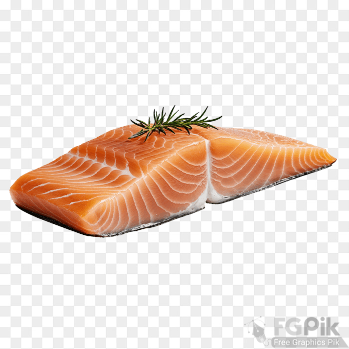 Fresh salmon fillet, pink, on white background. High res, shadow free, ideal for weight loss meal plans png image