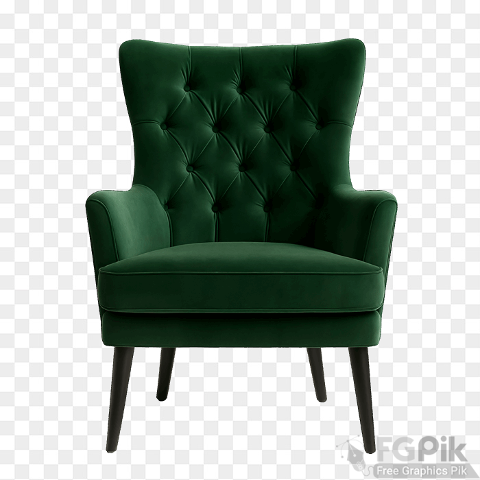 Green leather armchair isolated on white