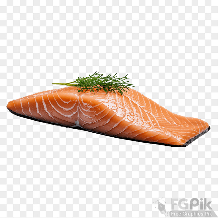 Juicy salmon fillet, vibrant, pure white background. Studio lit, clean, perfect for high protein diet visuals png image