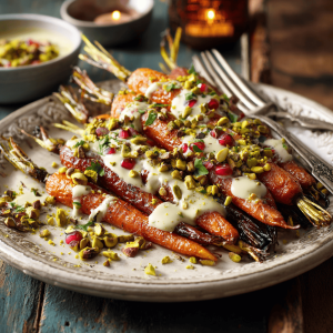 Gourmet Roasted Carrots with Pomegranate and Pistachios