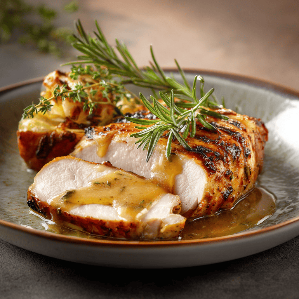 Grilled Chicken Breast with Rosemary and Savory Sauce