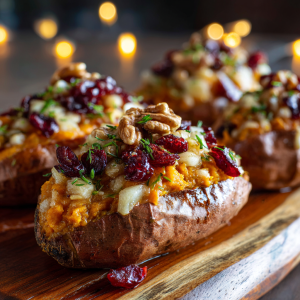 Stuffed Sweet Potatoes with Cranberries and Walnuts