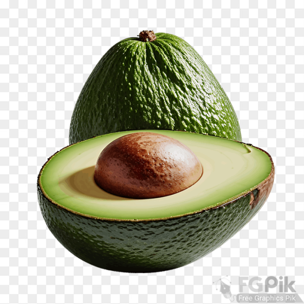 Ripe avocado, halved, creamy interior, on white background. High res, shadow free, ideal for weight loss diets png image