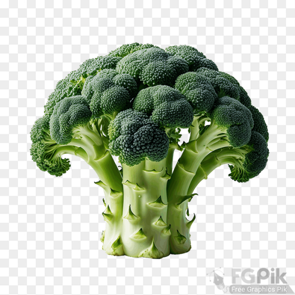 Vibrant broccoli head, fresh, on pure white background. High res, shadow free, perfect for weight loss diets png image